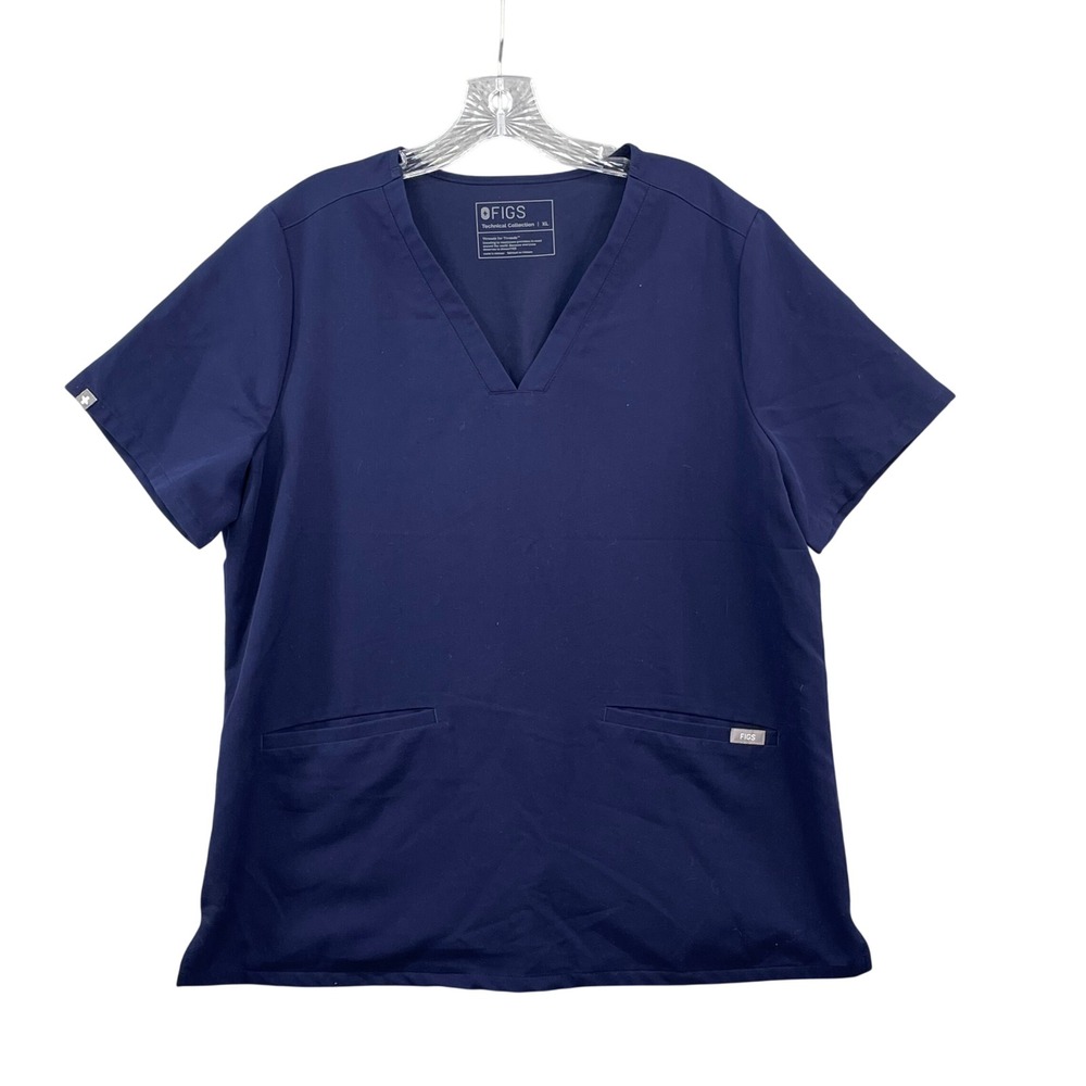 FIGS Scrub Top‎ Womens XL Navy Blue Technical Collection V-Neck Medical Workwear